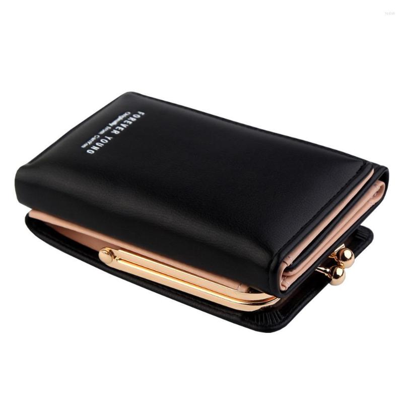 

Wallets Women Wallet Fashion Faux Leather Trifold Short Cash Card Holder Coin Purse Pocket Holders, Black