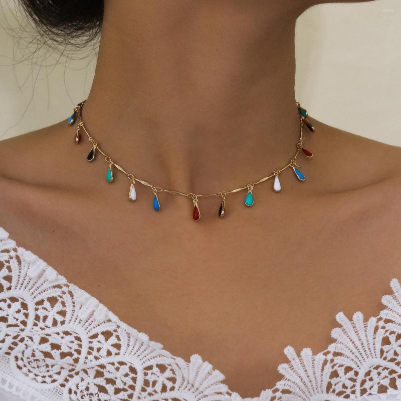 

Choker Flashbuy Simple Bohemia Waterdrop Round Enamel Necklaces For Women Necklace Fashion Jewelry Gift