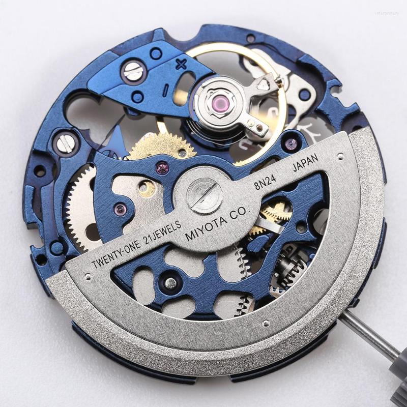 

Watch Repair Kits Miyota 8N24 Mechanical Movement Blue Version Hollow Skeleton Automatic Mechanism For Luxury Replacements Parts