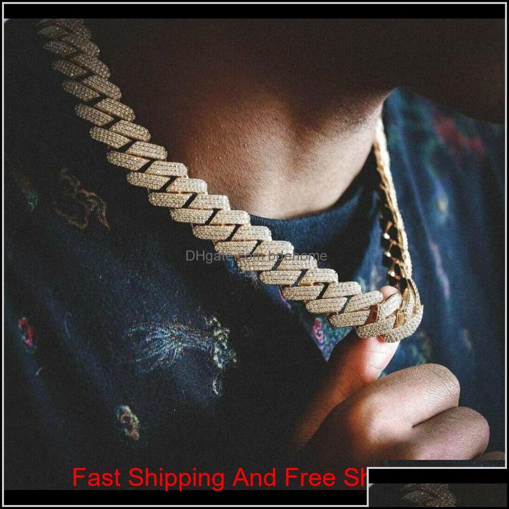 

Chains 20Mm Diamond Miami Prong Cuban Link Chain Choker Necklace Bracelets 14K White Gold Iced Icy Cubic Zirconia Jewelry 7Inch24Inc Otatn