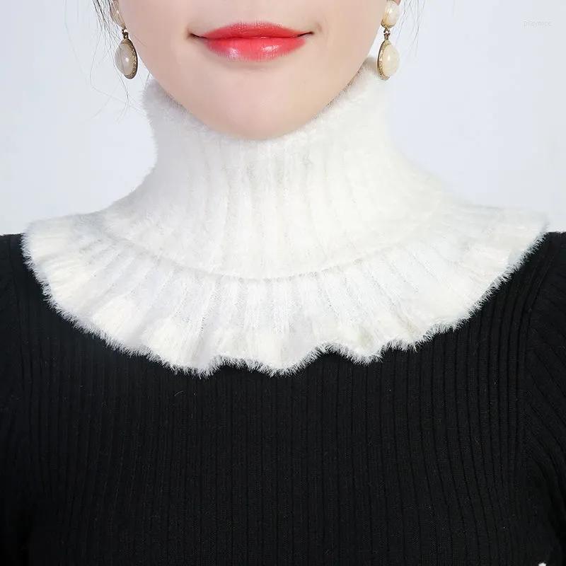 

Scarves Thickened Imitation Mink Cashmere Bib Women's Fall/Winter Warm Neck Guard Decoration Elastic Ruffled Fake Collar Wool Scarf