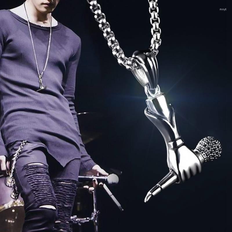 

Pendant Necklaces Creative Exaggerated HIP Hop Music Microphone Pendants For Men Women Personality Singer Jewelry