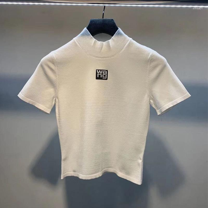 

23SS Women' T Shirts Designer Women Short Sleeve Letter Cotton Summer Slim Top Knitted Tee Size -L, White