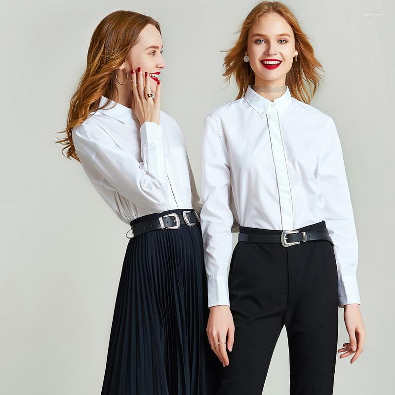 

Women' Blouses HAVVA 2022 Early Autumn Simplicity Button-down Collar Long-sleeved Blouse C5802, White