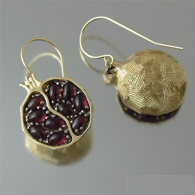 

Cluster Rings Cluster Rings Bohemian Style Jewelry Set Red Pomegranate Earrings Necklace For Women Ring Fashion Trend Copper Plated Dhlo2