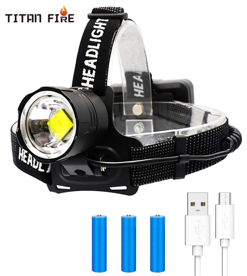 

New 50000 Lumens XHP70 LED Headlamp Rechargeable Outputable Head Flashlight 3 Modes Zoomable Waterproof Hunting Headlight4581502
