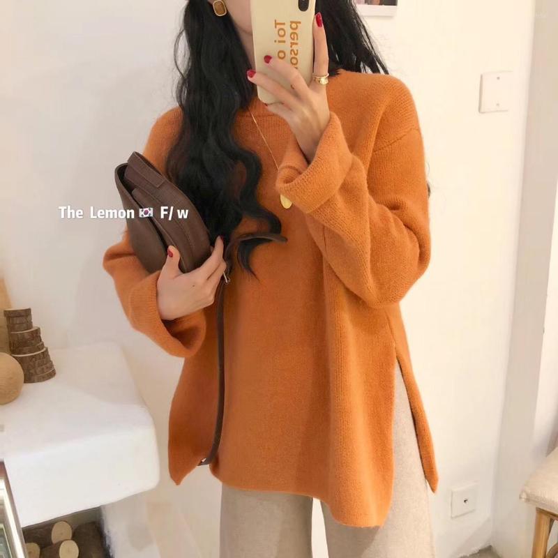 

Women' Sweaters Woman Chandails Pullover Large Sweater Women' Loose Outer Wear Autumn Winter Clothing Slit Knit, Green