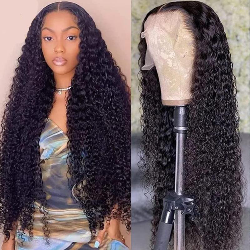 

13x4 Loose Deep Wave Frontal Wig HD Lace Front Human Hair Wigs For Women Water 30 Inch Brazilian Curly, Picture shown