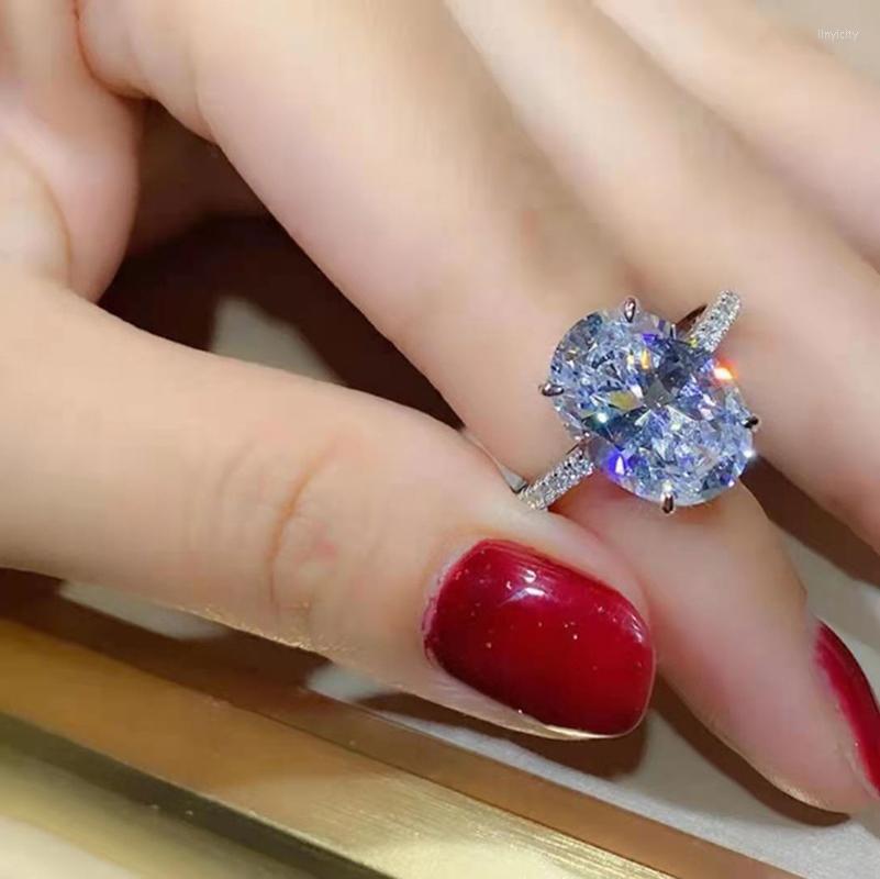 

Wedding Rings Yanleyu Fashion Big Zircon CZ Diamond For Women Silver Color Luxury Bands Engagement Party Jewelry Gift