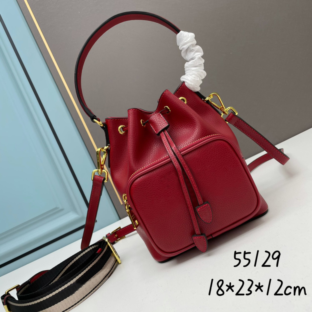 

Evening Bags Handbags Drawstring Bucket Bag top Women quality Shoulder Crossbody Lady Shopping Bags Handbag Purse first layer of deer patterned cowhide tote 55129, Brown