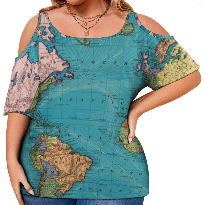 

Shirt Vintage Map Print T The World 1897 Cool Shirts Short Sleeve Streetwear Tee Summer Tops Plus Size, Style-3