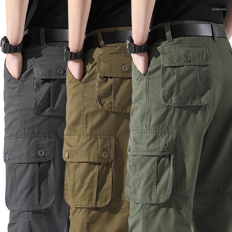 

Men's Pants Men's Overalls Cargo Casual Cotton Multi Pocket Baggy Military Work Streetwear Straight Slacks Long Trousers, Black