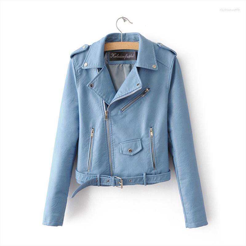 

Women' Leather Brand Winter Autumn Motorcycle Jackets Blue Jacket Women Leathers Coat Slim PU, Black