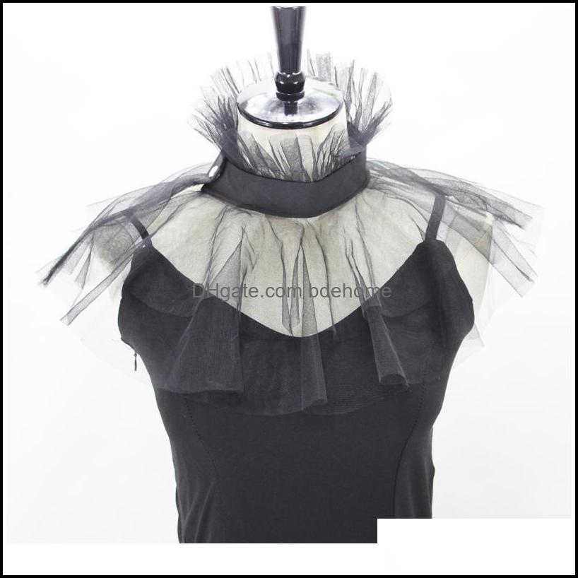 

Collar Necklace Women Victorian Mesh Ruffled Fake Stand Collar Layered Tle Button Neck Ruff Clown Choker Shawl Wrap Cosplay Jllmiu D Otheg