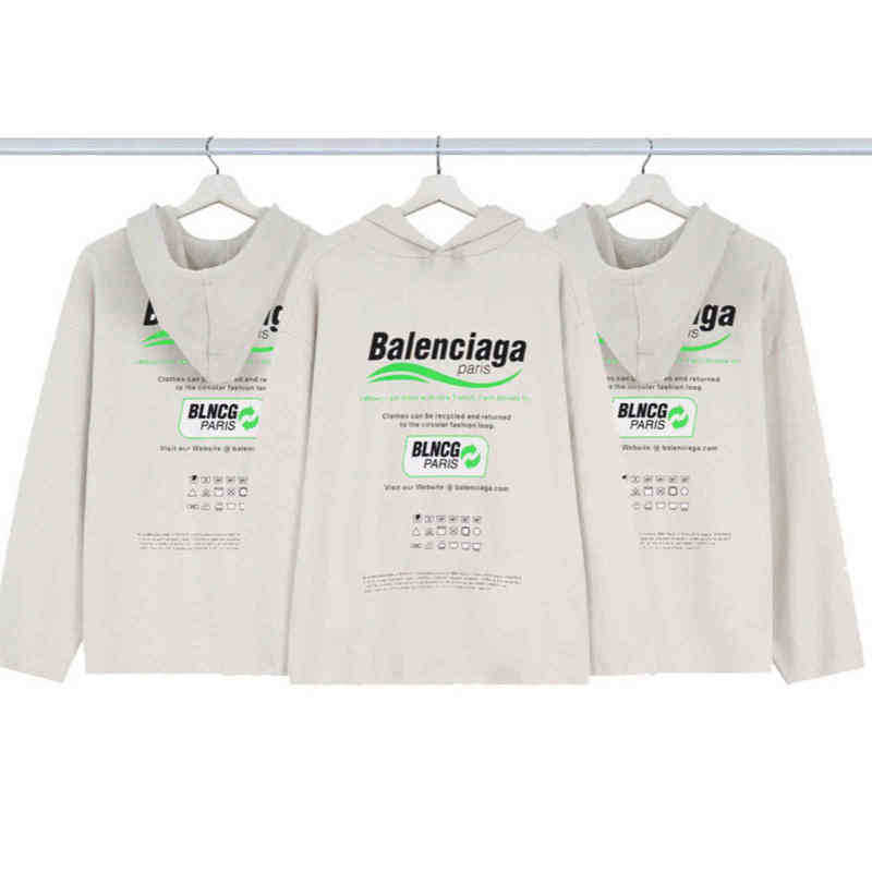 

Top Quality Balencaigass Bb Designer High Hoodies Paris Version Bs Wave Printed Hoodie in Autumn Winter Loose Jacket for Men and Women, Milky grey
