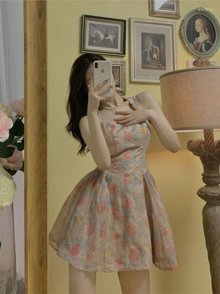 

Casual Dresses Dress Women Summer Fashion Temperament Backless High Waist Female Sexy Spaghetti Strap Sundress Holiday French Style Lady, As shown