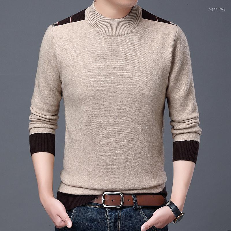 

Men' Sweaters Man Cashmere Sweater Winter Mock Neck Fashion Male Thick Jumper Long Sleeve Knit Clothing, Picture shown