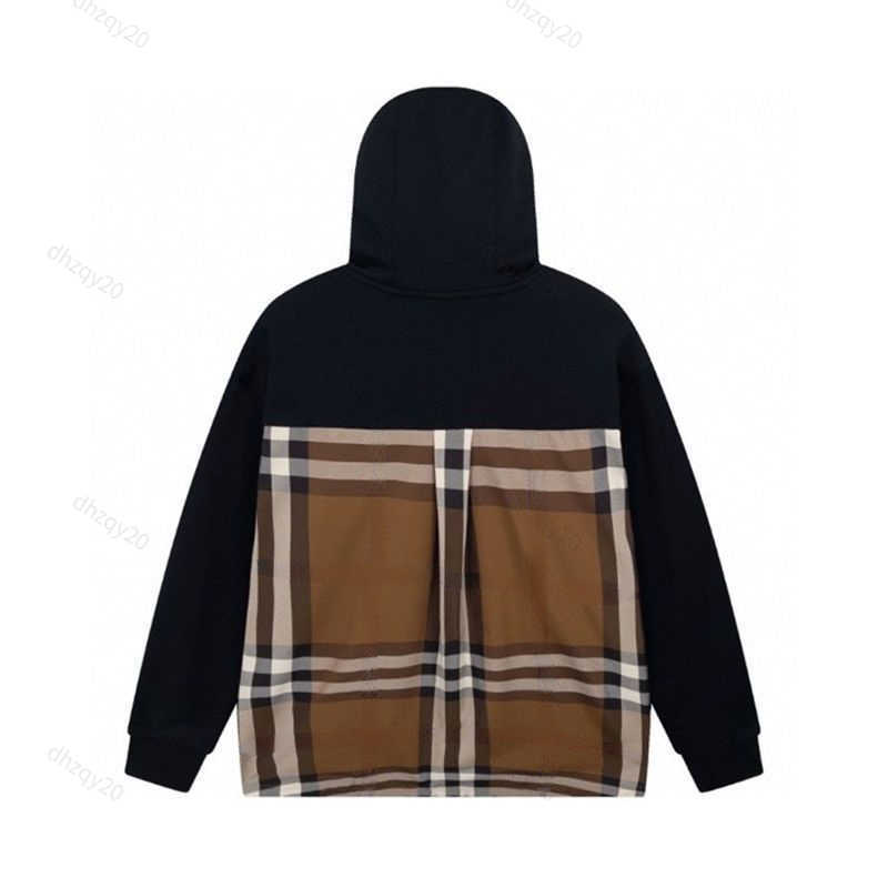 

Bbr hoodie designer autumn and winter patchwork plaid sweatshirt burbe bat loose pullover cotton drawstring sportswear warm coat lovers casual long sleeve shirt, Gray22