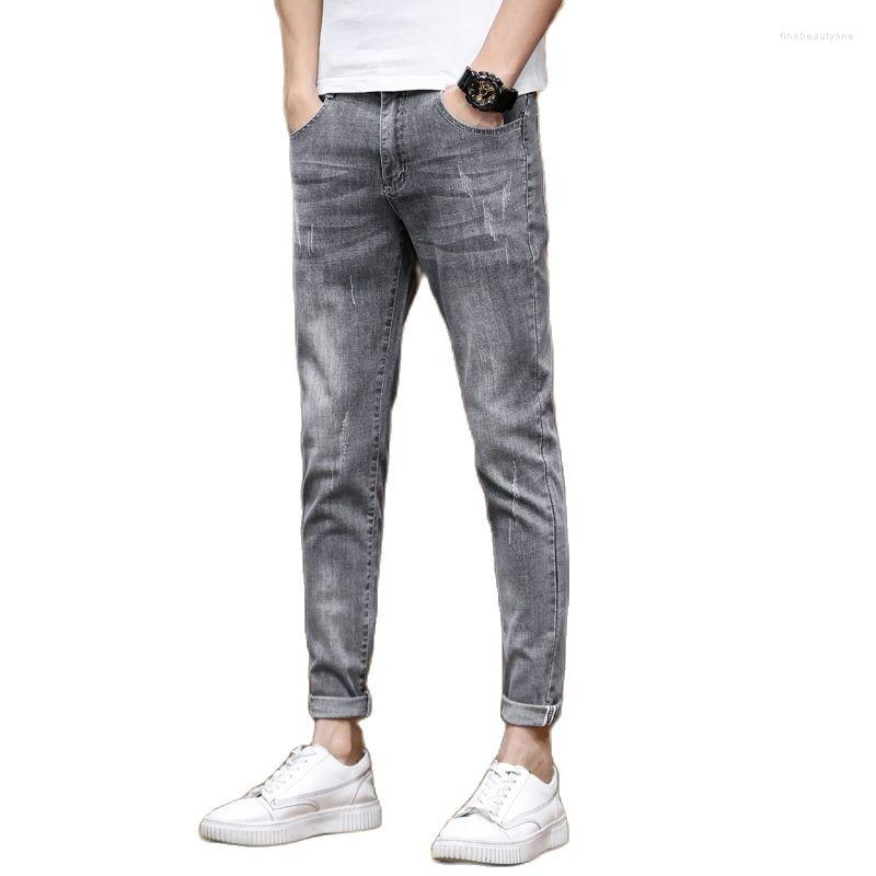 

Men's Pants Wholesale 2022 Spring Summer Thin Retro Student Stretch Jean Slim Homme Ripped Teenagers Pencil Men's Denim Jeans, Sky blue