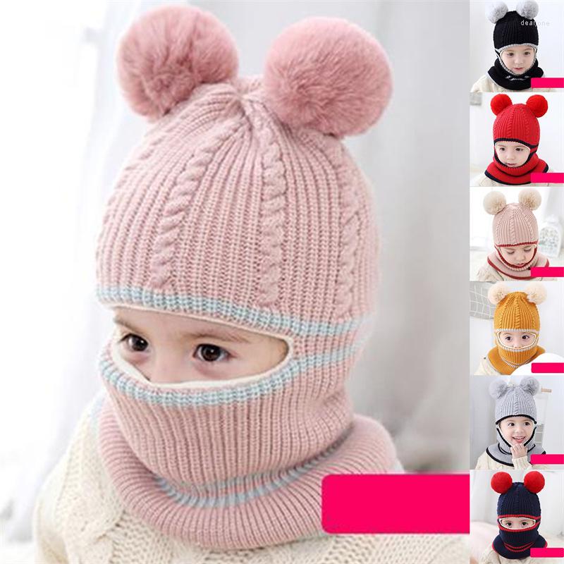 

Hats Children'S Autumn And Winter Velvet Thick Warm Hat Boys Girls Baby Scarf Face Cap, Beige