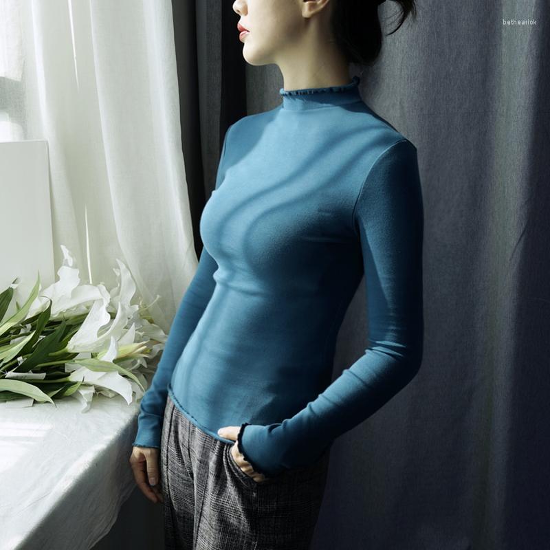 

Women's T Shirts Sexy Slim Women T-shirts 2022 Autumn Turtleneck Elastic Solid Office Lady Top & Tees Female Bottoming Tops, Black