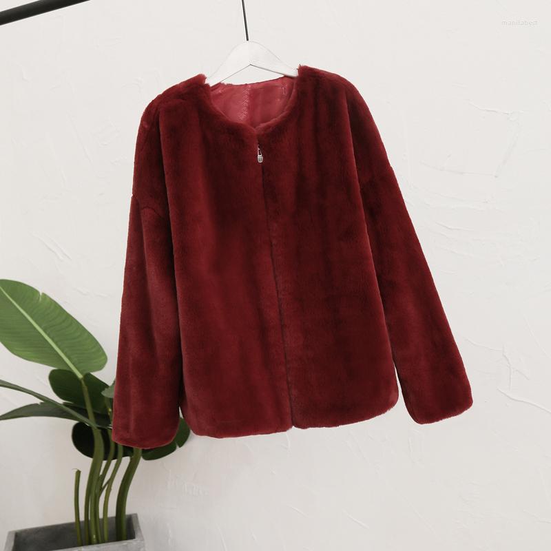 

Women' Fur Savabien 2022 Autumn Furry Soft Long Sleeve Slim Faux Coats Vintage Casual Jacket Parka Outerwear Ladies, Red