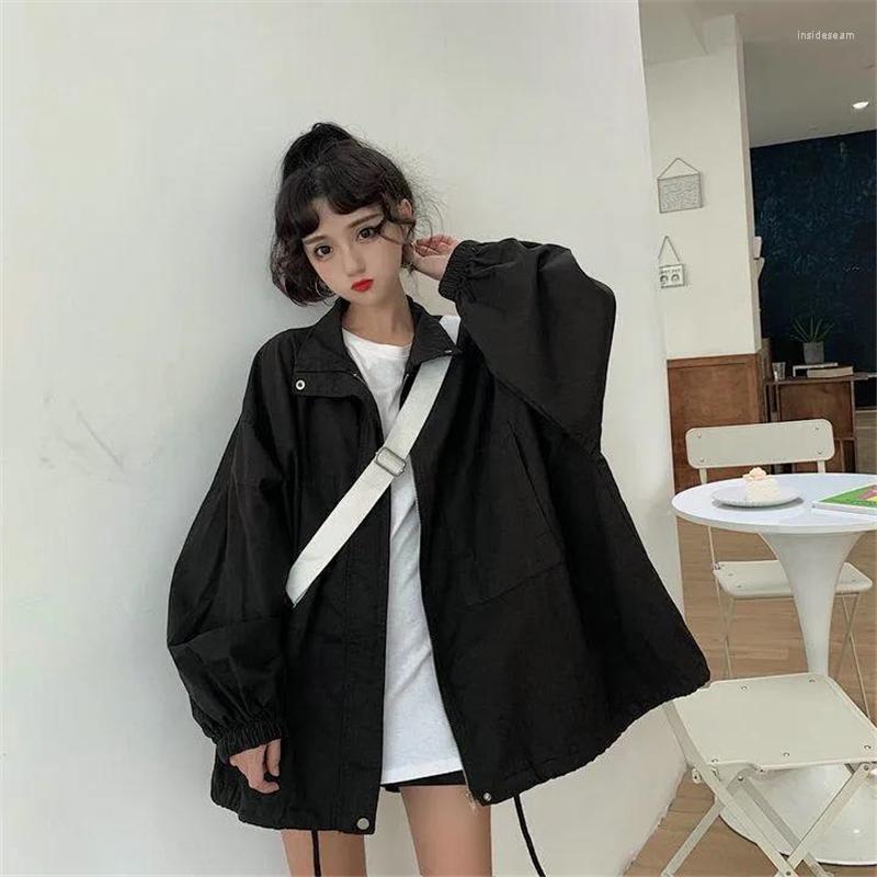 

Women's Trench Coats Women's Coat 2022 Autumn Women Thin Female Jackets Loose Girls Baseball Uniform Ladies Short Windbreaker N571, White