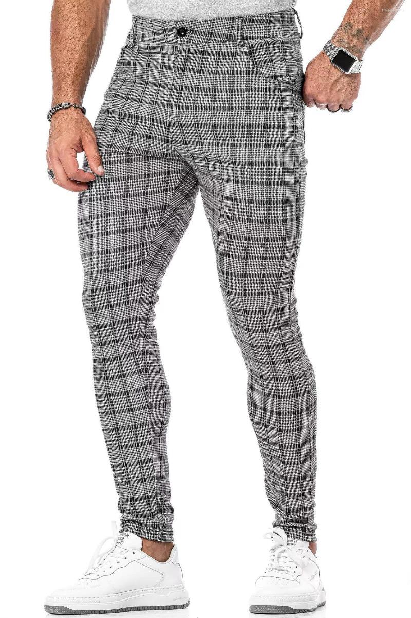 

Men' Pants Men' Casual Plaid Autumn Skinny Elastic Male Trousers Classic Track Bottoms Clothes Fashion Sports Joggers Sweatpants, 008