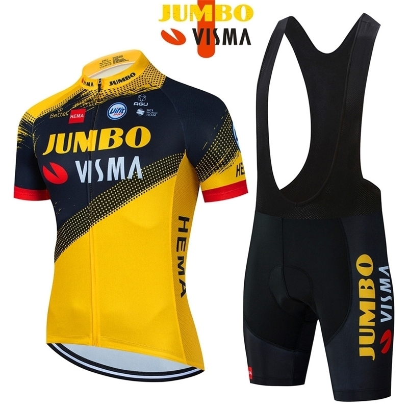

Cycling Jersey Sets 2023 JUMBO VISMA Short Sleeve Set Breathable Mtb Maillot Ciclismo Outdoor Sports Bib Pant Summer Clothing 221104, Pic color