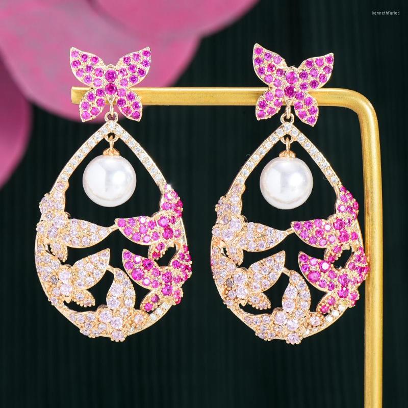 

Dangle Earrings Soramoore Ins Luxury CZ BOHO Charm Blue Ball Drop For Women Wedding Bridal Jewelry Aretes De Mujer Modernos