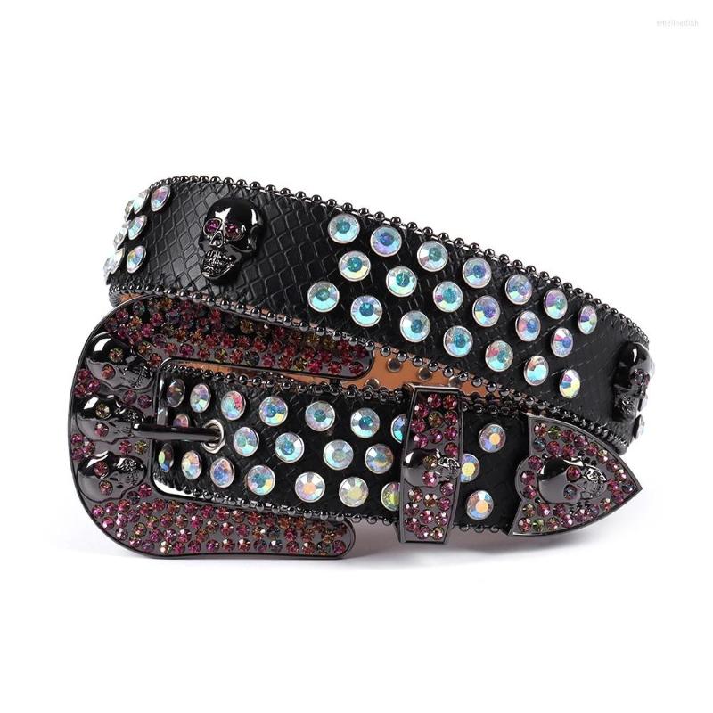 

Belts Western Cowboy Rhinestone For Women Men Bling Colorful Crystal Studded Strap Belt Cinto De Strass Ceinture Femme, Black
