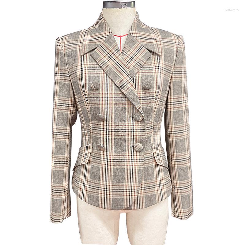 

Women' Suits Plaid Small Coat For Women In 2022 Autumn Style Casual Retro Korean Version British Long Sleeve Net Red Suit Top, Khaki