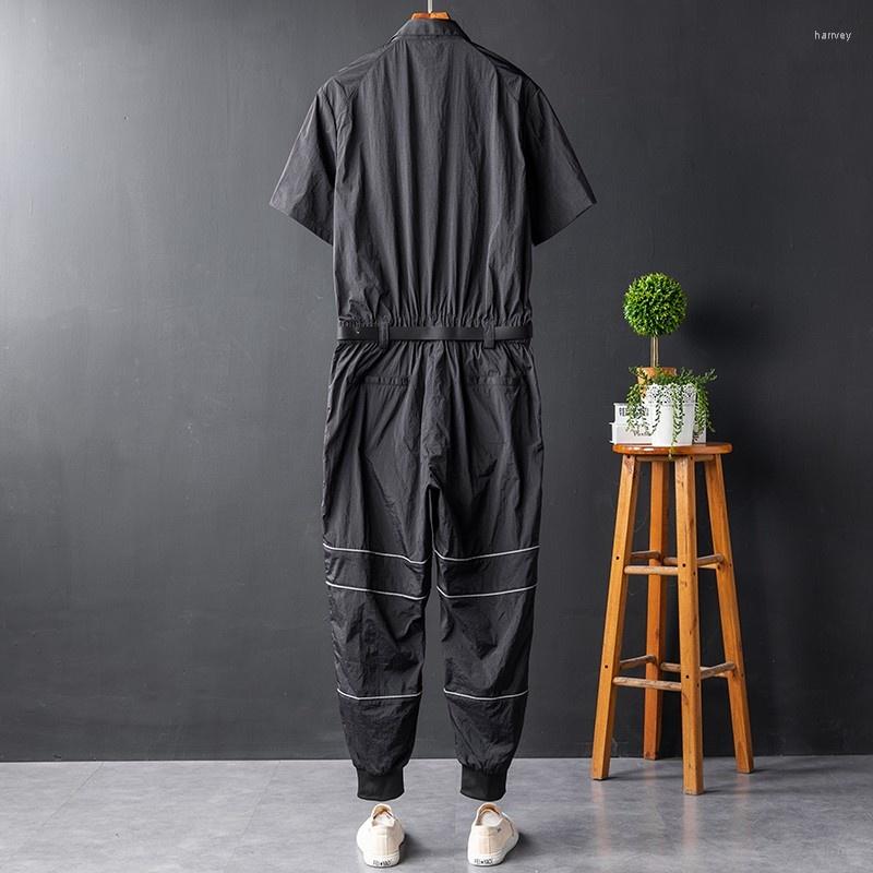 

Men' Pants Thin Tide Men Casual Overalls Korean Male Loose Couples Fashion Jumpsuit Shirt Mens One-piece Suit Jogger Trousers, Black