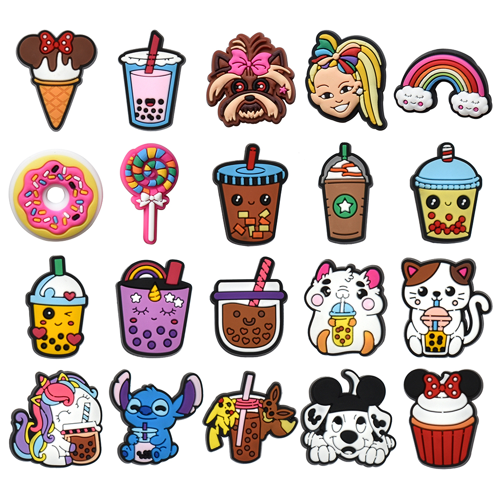 

MOQ 100pcs jibz coffee beverages shoes charms DIY cute Bubble tea Accessories shoe buckle fit croc Decorations girls kids gifts