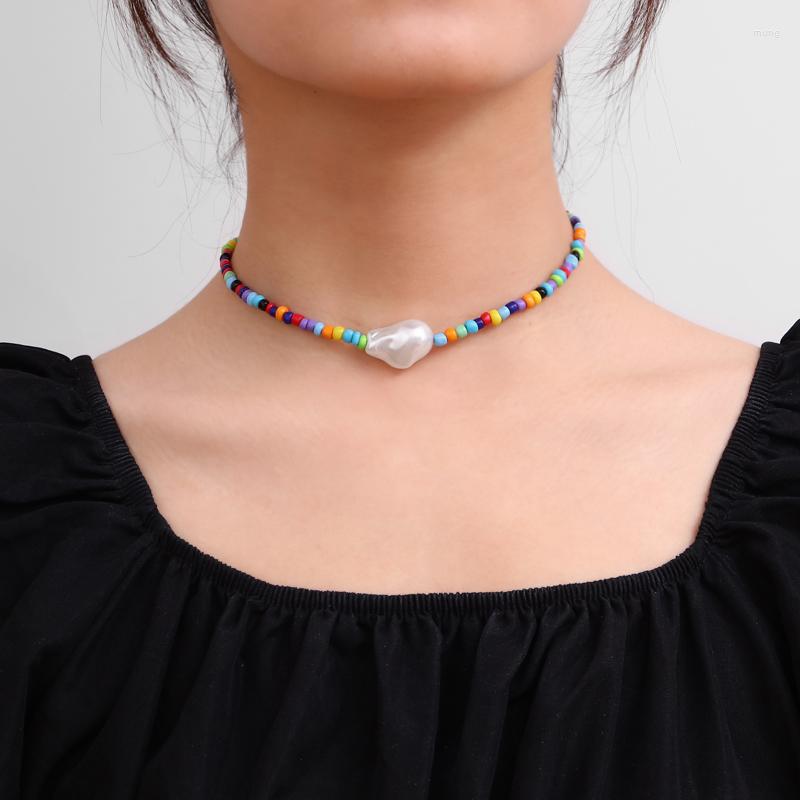 

Choker ZOSHI Multicolor Simple Seed Beads Strand Necklace For Women Fashion String Beaded Short Chokers Jewelry Gift