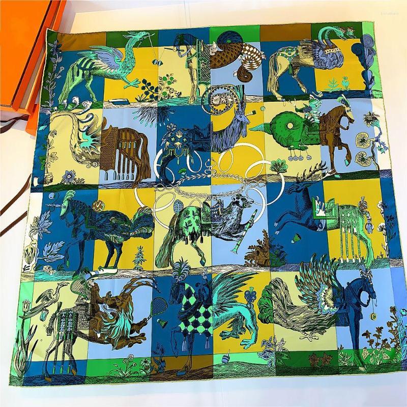 

Scarves Twill Silk Hand Rolled Scarf Women Shawls Wraps Muslim Head Hijab Europe Design Foulard Animal Printed