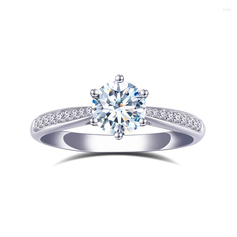 

Cluster Rings Custom Design 18K White Gold Lady Engagement Wedding Ring Round Cut Lab Grown Diamond