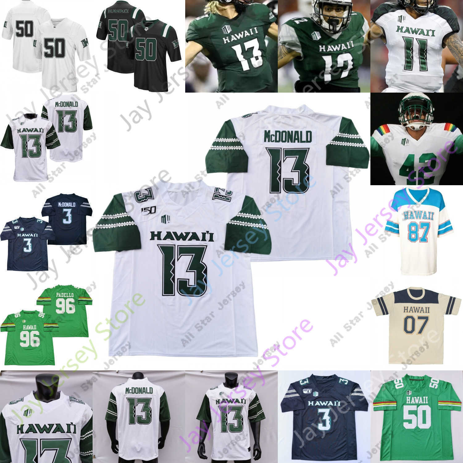 

Football Jerseys Custom Hawaii Football Jersey NCAA College Fred Holly III Jason-Matthew Sharsh Melquise Stovall Kaimana Padello John Ursua Ashley Lelie, Black i