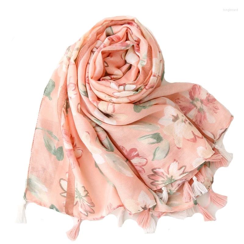 

Scarves 2022 Est Women Geometry Pattern Scarf Cotton Voile Shawls 5Colors