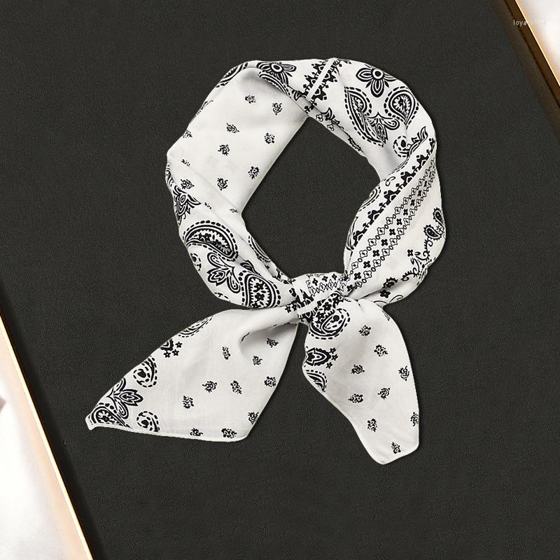 

Scarves Geometric Small Bandana Women Classical Neckwear Unisex Headband Decorated Cotton Kerchief 55cm Square Foulard Scarf