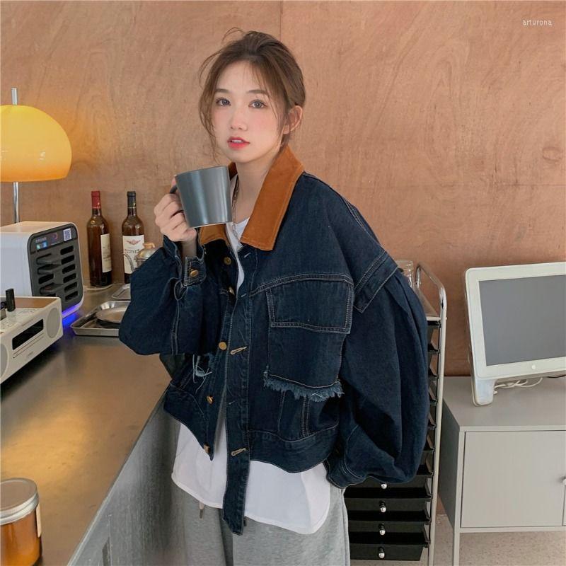 

Women' Jackets 2022 Spring Autumn Slim Fit Short Coat Denim Jacket Hole Women' Clothing Korean Fashion Students Wild Q355, Light blue