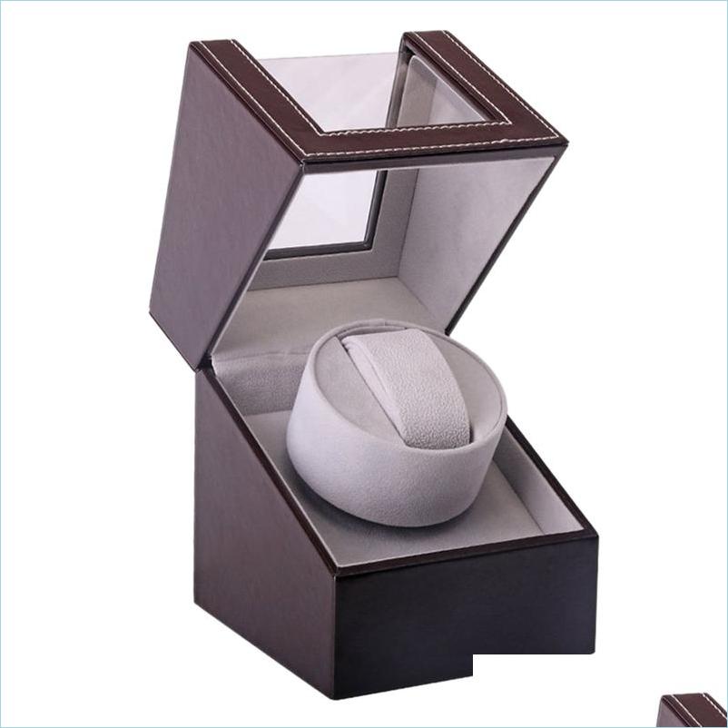 

Jewelry Pouches Bags Storage Organizer Display Casket Motor Shaker Holder Matic Mechanical Watch Winder Box Winding Case Us Plug Dr Dho9L