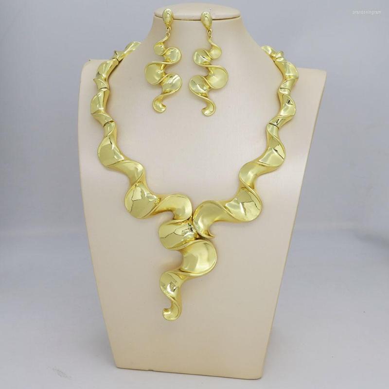 

Necklace Earrings Set TSROUND Jewelry Abstract Spiral Dubai Costume African Earring For Women, Picture shown