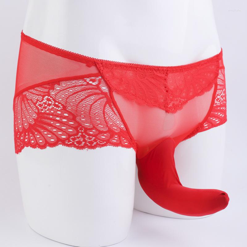 

Underpants Men Erotic Open Sheath Close Shaft Erect Gay Underwear Mesh Light Lace Transparent Briefs, Pink close sheath