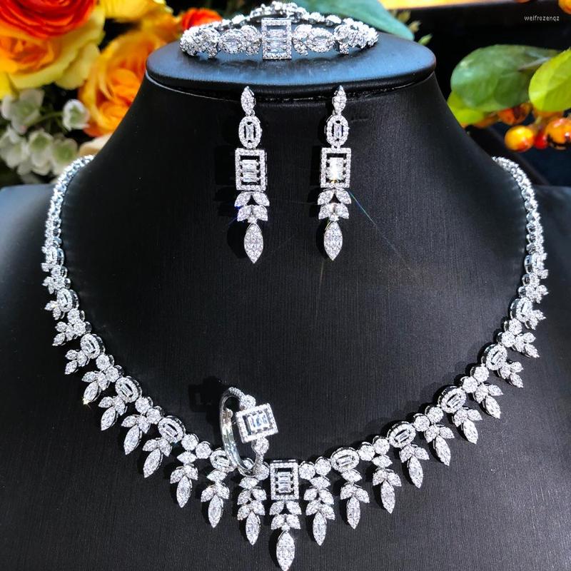 

Necklace Earrings Set SisCathy 4PCS Luxury African Jewelry For Women Wedding Bridesmaid Earring Bracelet Ring Party Sets, Picture shown