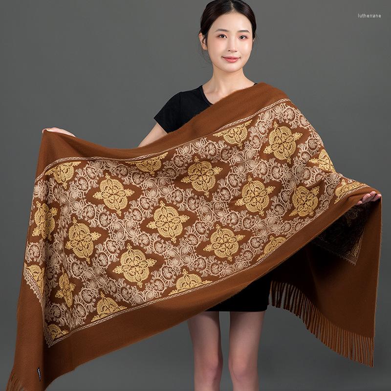 

Scarves Camel/Blue Cashmere Winter For Women Shawls Warm Wraps Lady Pashmina Blanket Mom Scarf Tassel Female Capes Outwear