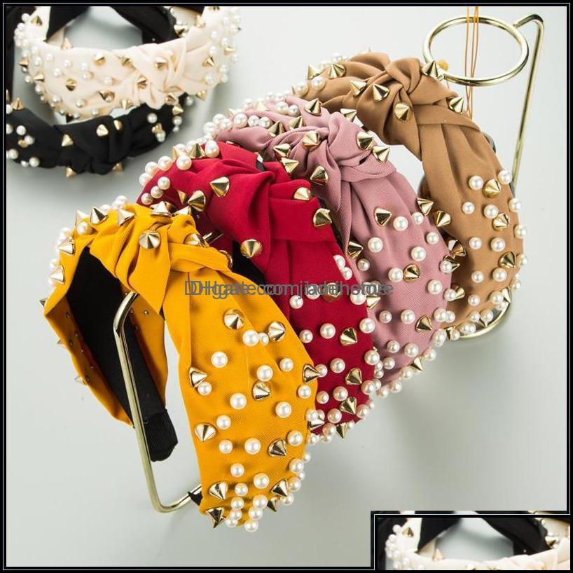 

Headbands Headbands Hair Jewelry Korean Fashion Women Accessories Wide Side Headband Mix Pearls Baroque Hairband For Adt Center Knot Otudh