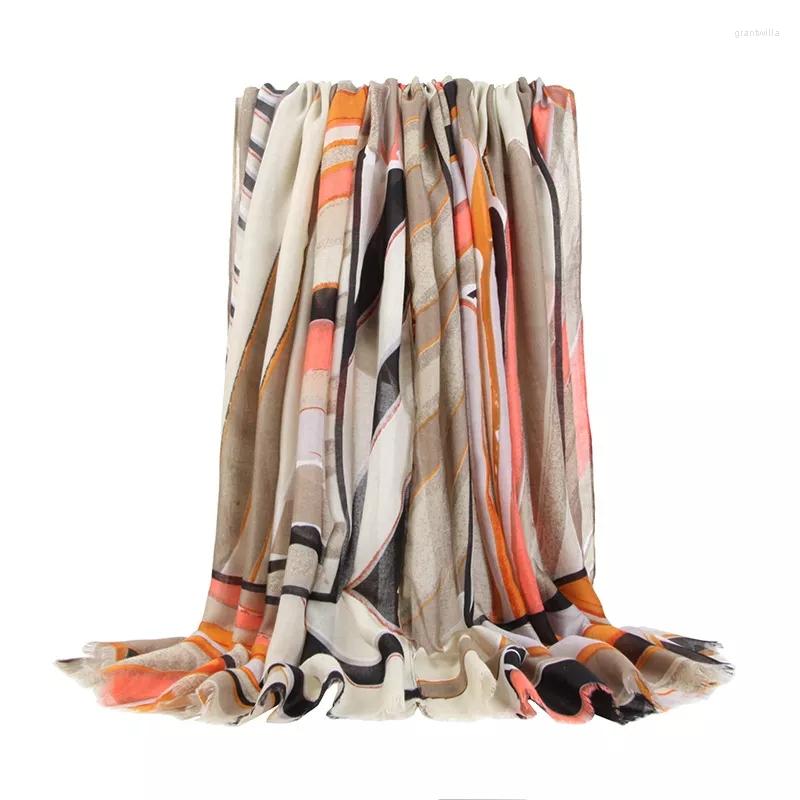 

Scarves 2022 Est Women Ombre Geo Pattern Scarf Cotton Voile Shawls