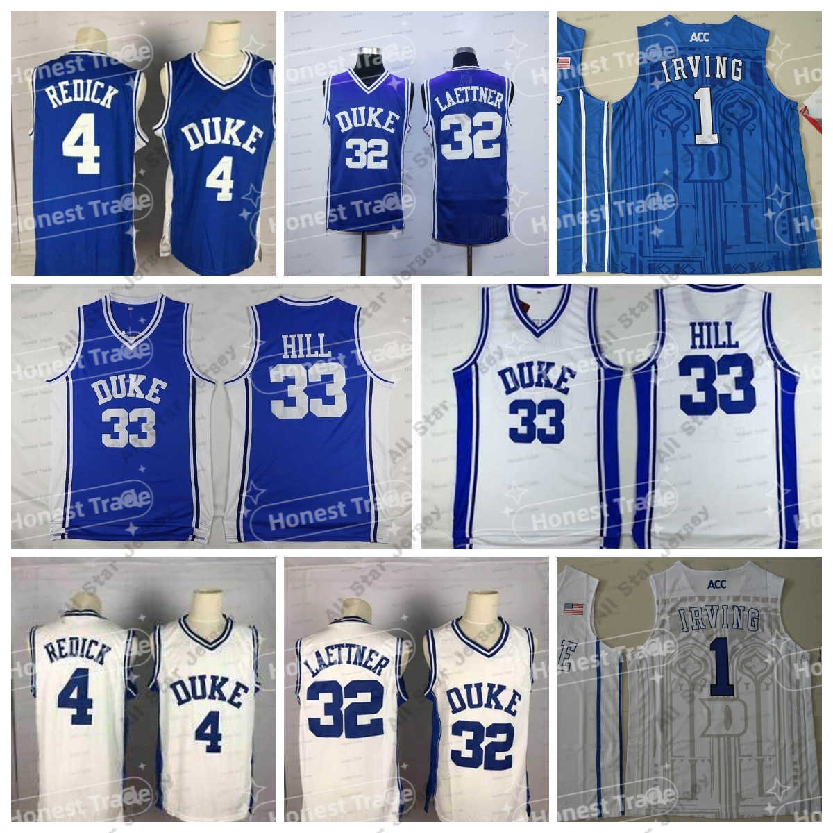 

Basketball Jerseys NCAA Mens College Basketball Jerseyss 1 Kyrie Irving 0 Jayson Tatum 4 JJ Redick 32 Christian Laettner 33 Grant Hill Blue White University, Men jersey