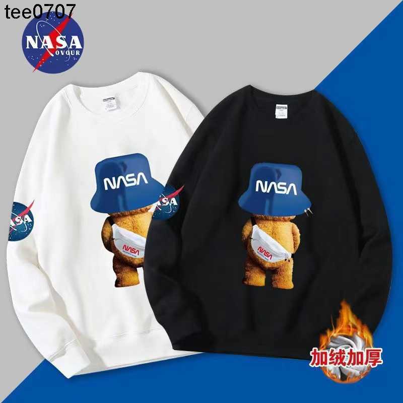 

Designer NASA classic Hoodies Co branded 2022 Autumn Couple Loose Round Neck Plush Pullover Long Sleeve T-Shirt Trendy Sweatshirt, Backpack bear green